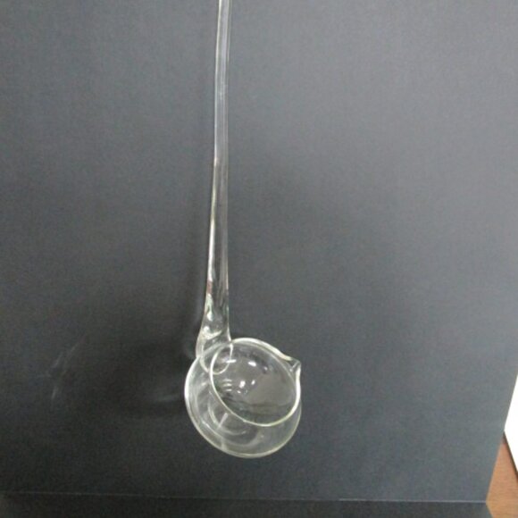 Vtg Mid Century Glass Punch Bowl Ladle Applied Handle 15" Flat Bottom - Picture 3 of 9